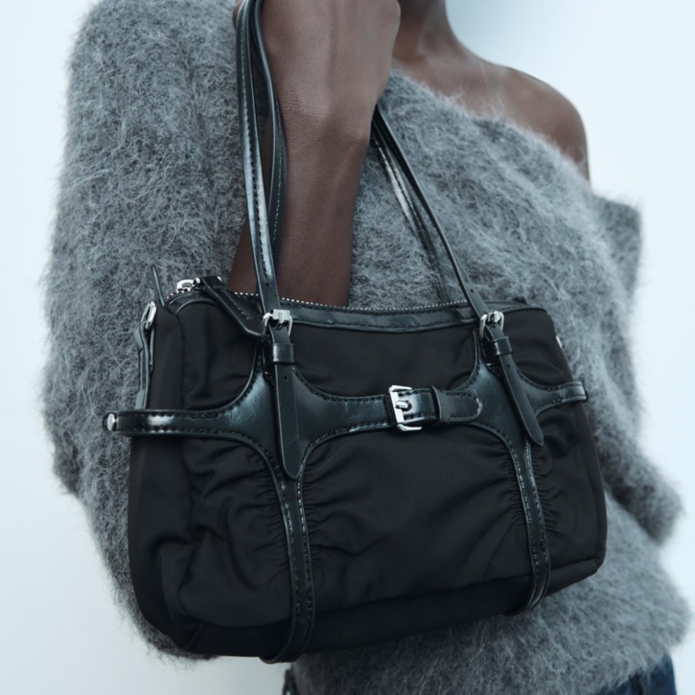 Zara buckle hand bag black